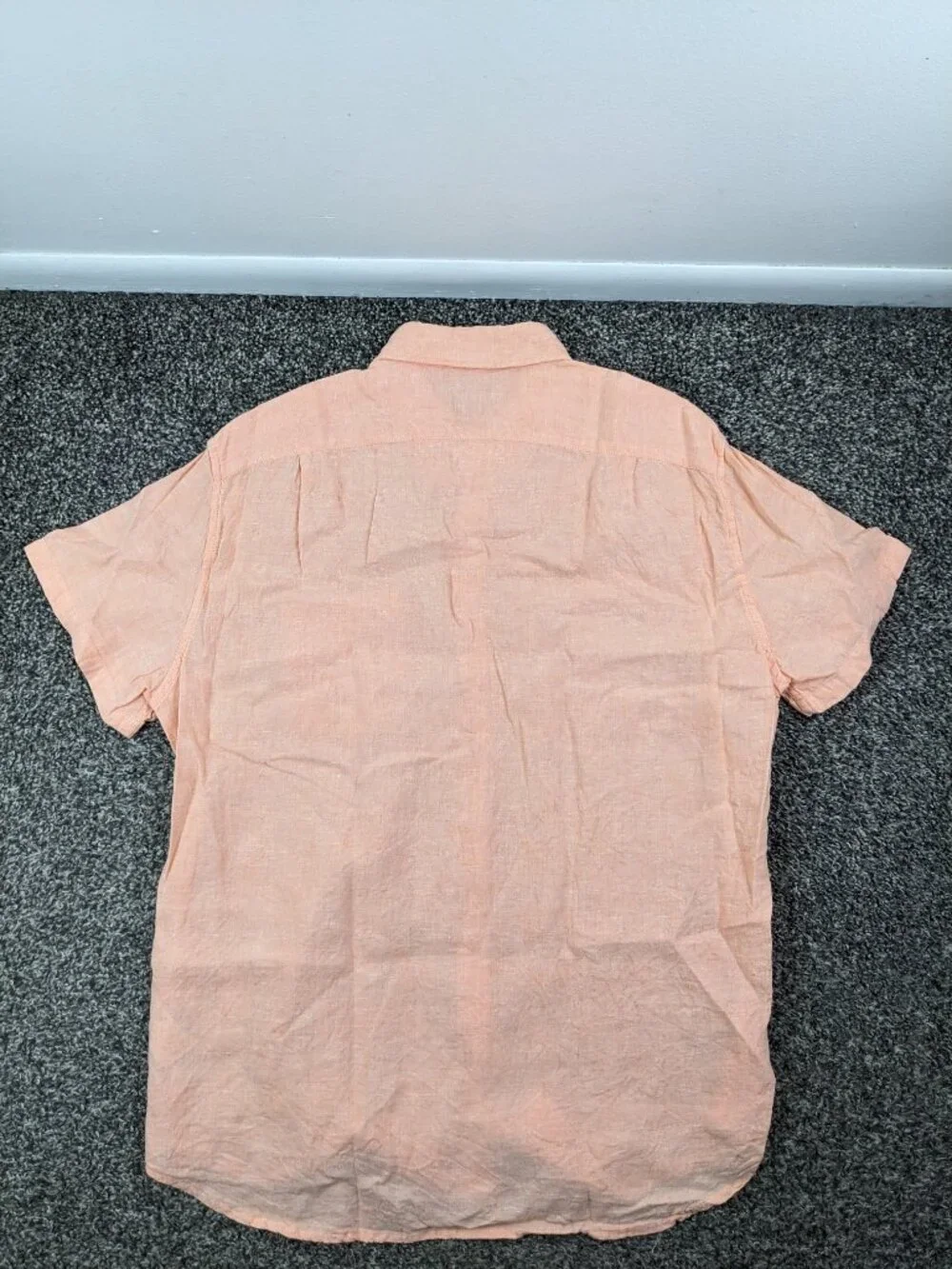 2023 J Crew Shirt Linen Blend Short Sleeve Button Peach Mens Large Slim Fit $98